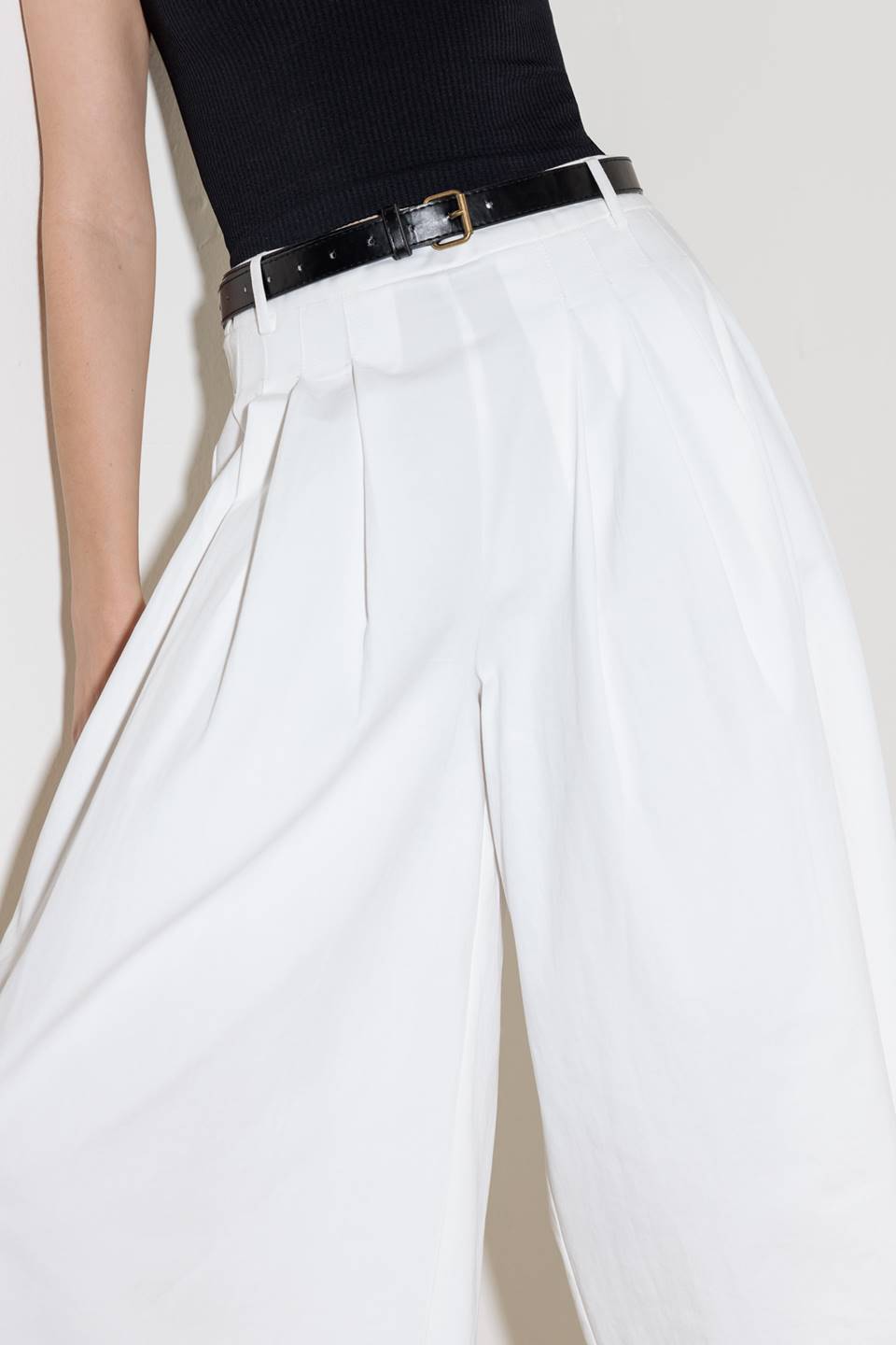 LUMINOUS GRACE WHITE WOVEN CULOTTE PANTS Flying Tomato